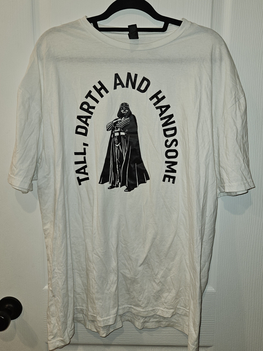 Gildan White Tee with Black Darth Vader Graphic